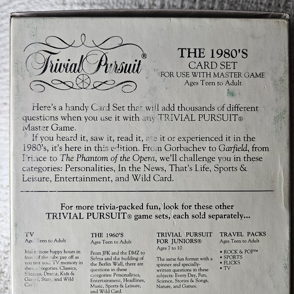 Trivia Pursuit The 1980's Card Set for use with Master Game - Picture 2 of 10